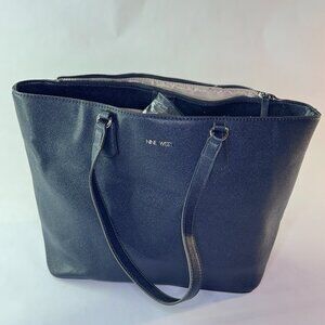 Large Navy Nine West Tote Faux Leather
